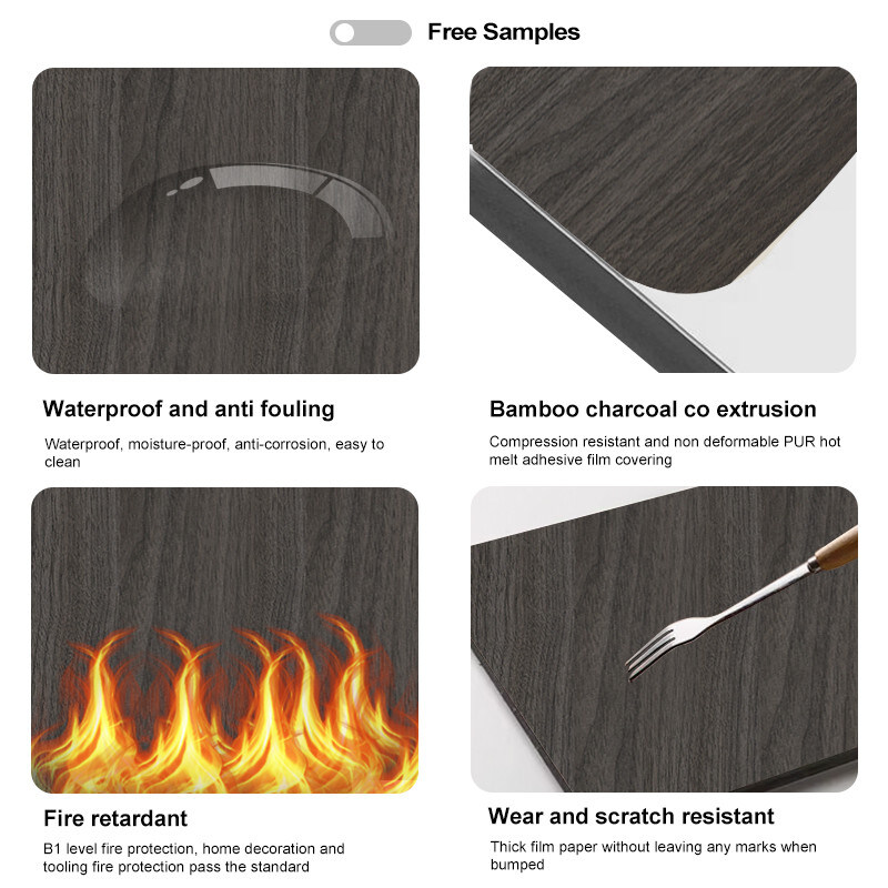 5 mm Houtgraan PVC Wandplaat Flexibel Bamboe Houtskool Decoratief Wandpaneel