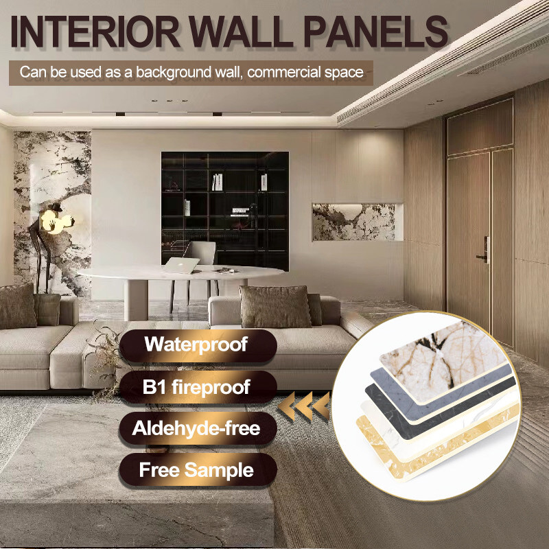 Marmeren bamboe hout houtskool veneer panelen interieur decoratieve marmeren wandpanelen