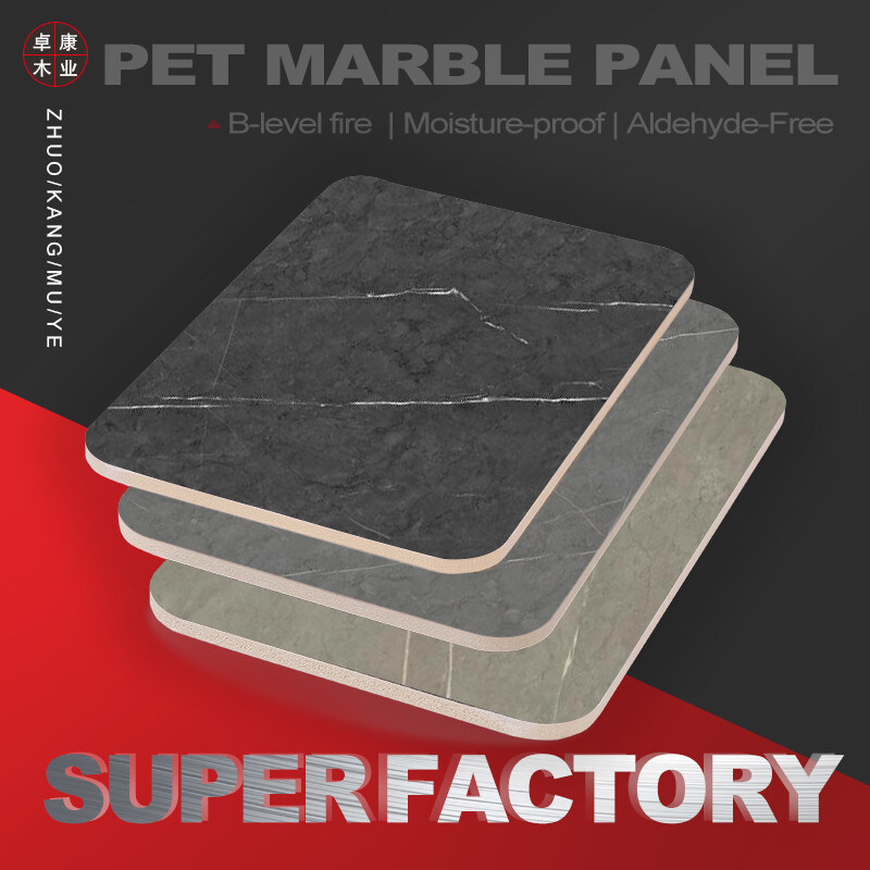 PVC-marmeren plaat op maat Bamboes houtskoolwandplaat met splitsing van metaalprofielen