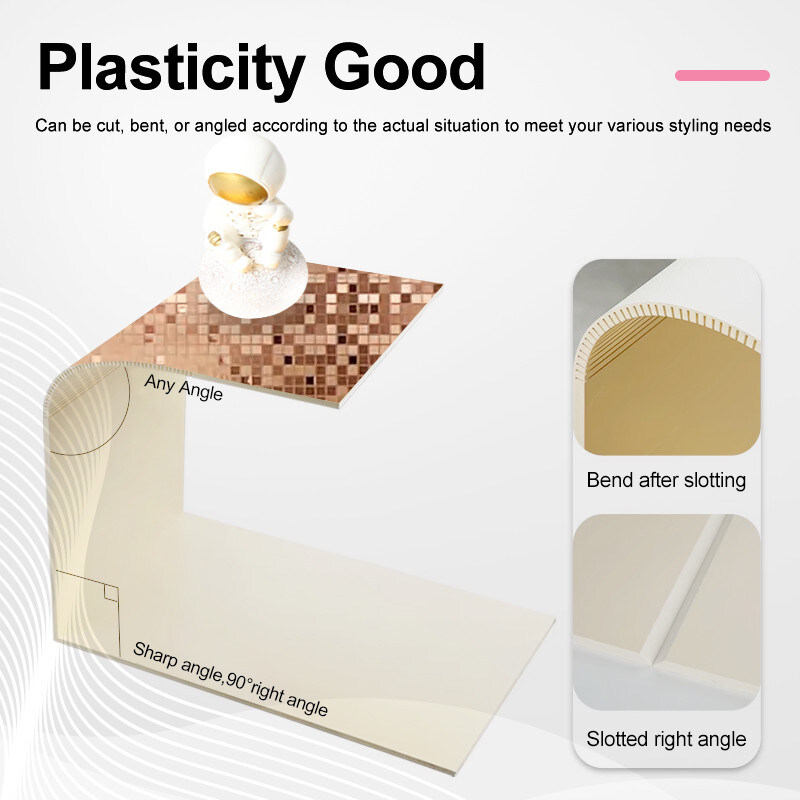 Wanddecoratie voor thuis Bamboe Houtskool Board Vochtbestendige PET Metaal Mosaïek Wandpaneel