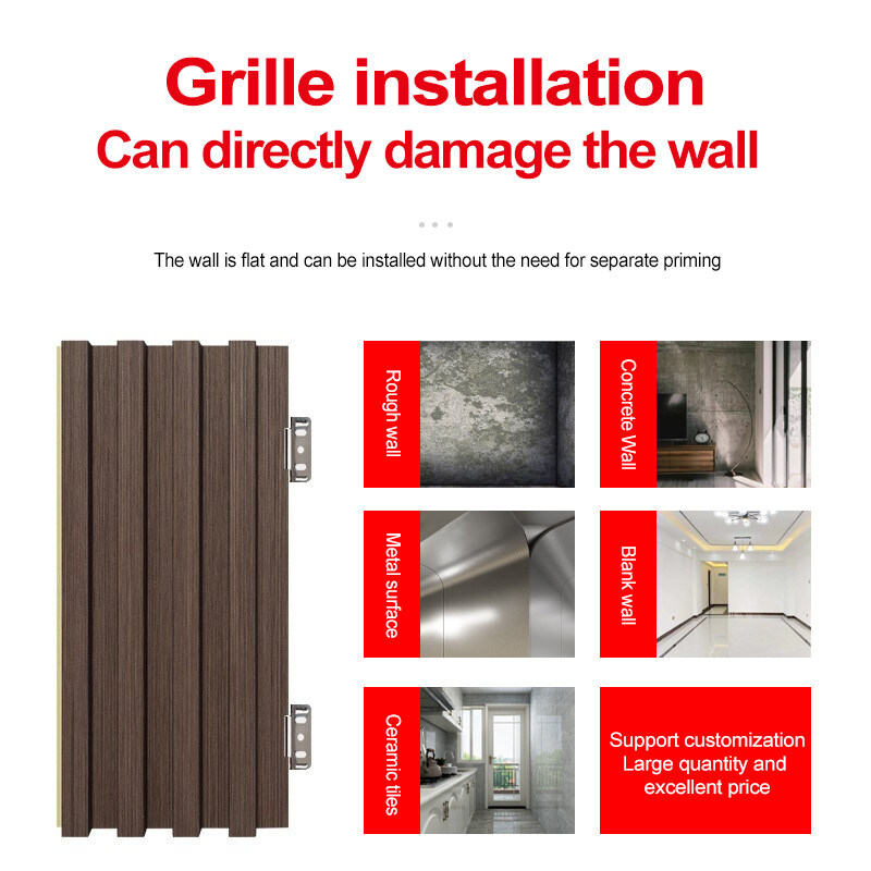Interieur Decoratieve WPC Wandpanelen 3D Massief Hout Grill Panel