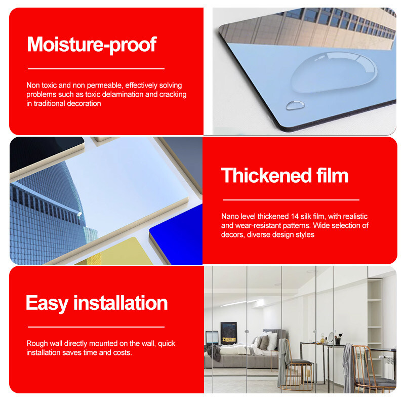 Interieur Decoratieve 5 mm Spiegel Houten Wandpaneel PVC Wandpaneel