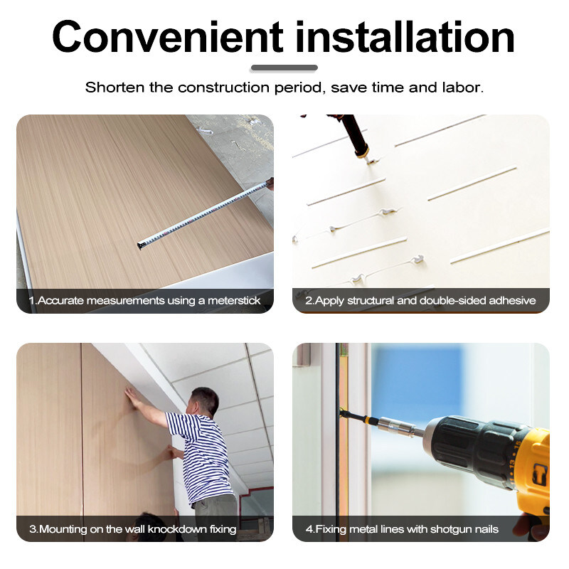 5 mm / 8 mm Interieur Decoratieve PVC Marmeren Plaat Bamboe Houtskool Wandplaat