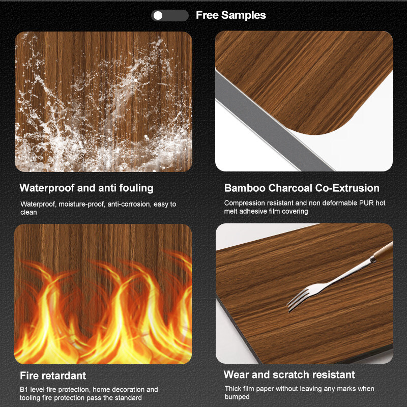 1.22m breed moderne houten panelen bamboe houtskool marmeren panelen voor de horeca