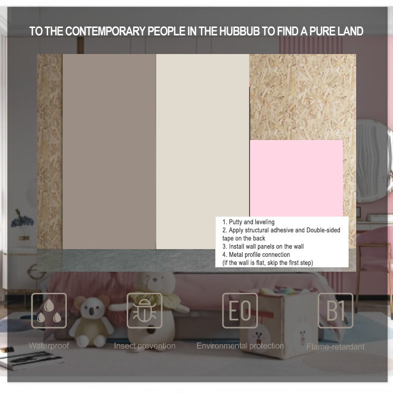 Inrichting Decoratieve wandpaneelwerk Hout Houtskool Bamboe Huid Gevoel Wand Board