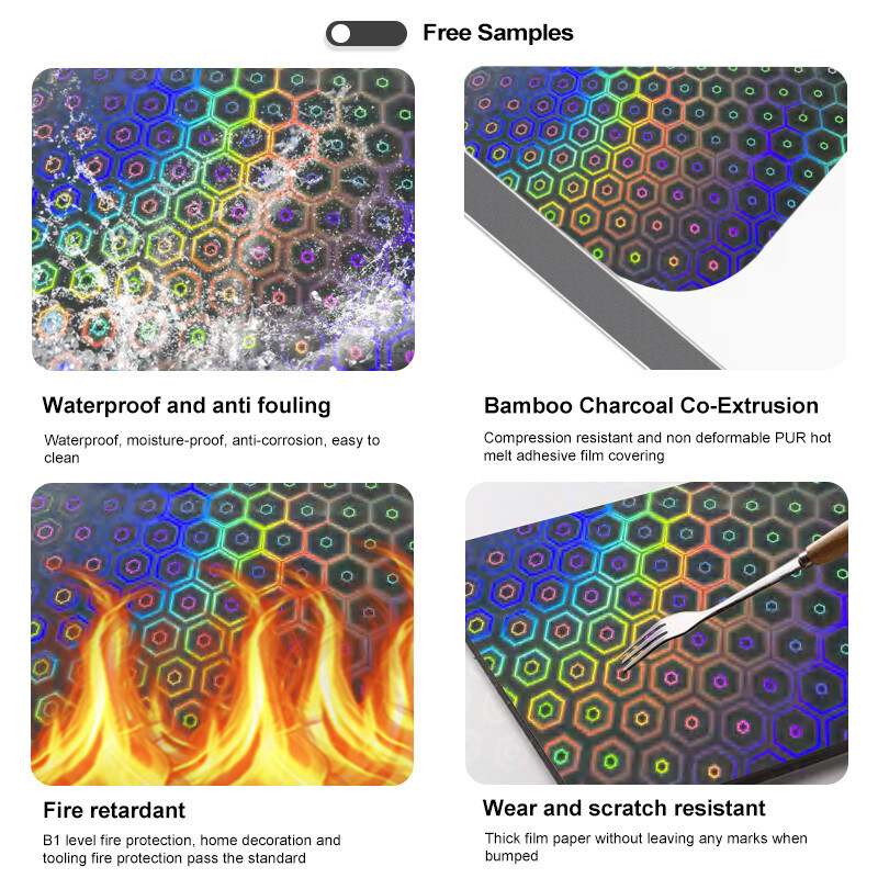 Pvc Board Laser&Mosaic Series Bamboe Houtskool Hout Veneer Interieur Decor wandpaneel