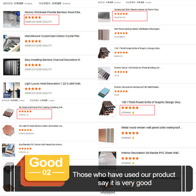 Hoogdichtheid minimalistische stijl bamboe houtvezel fineer PET marmeren wandpaneel