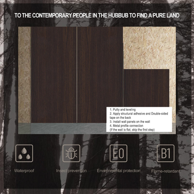 Bamboe houtskool hout fineer hout graan hout houtskool board waterdicht pvc wandpaneel